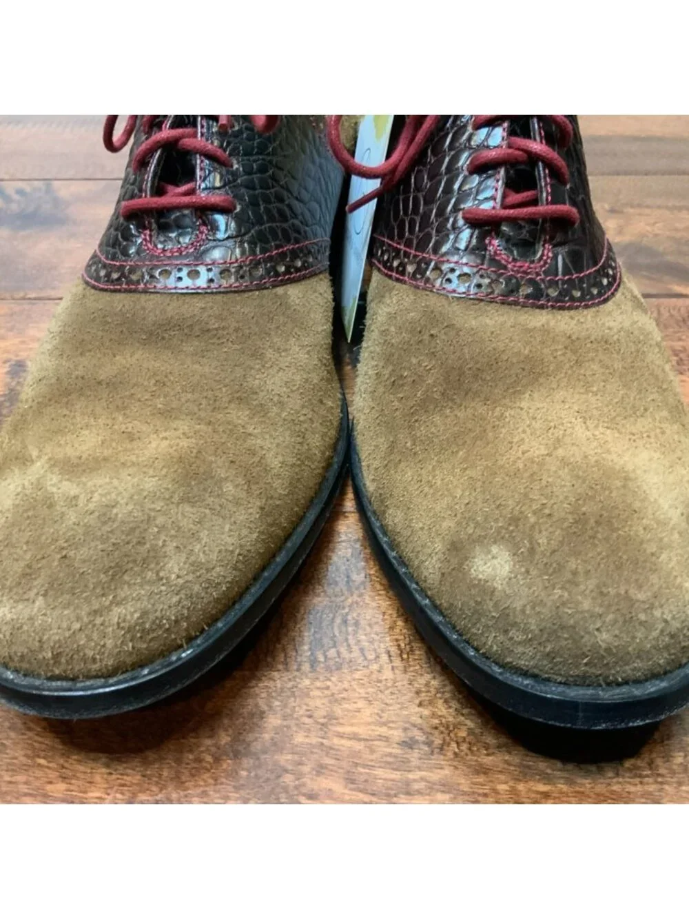 Cole Haan Men's Brown Suede Leather Oxford Saddle Shoes, Size 9.5
